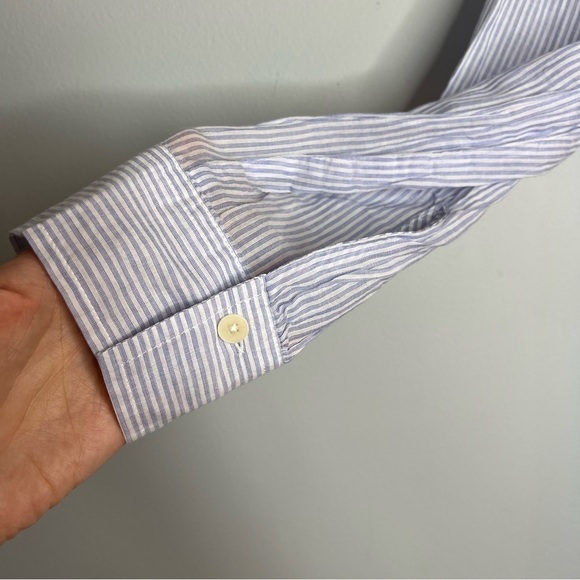 J Crew Blue White Stripe Button Up Light Tunic Shirt Dress - Picture 6 of 9